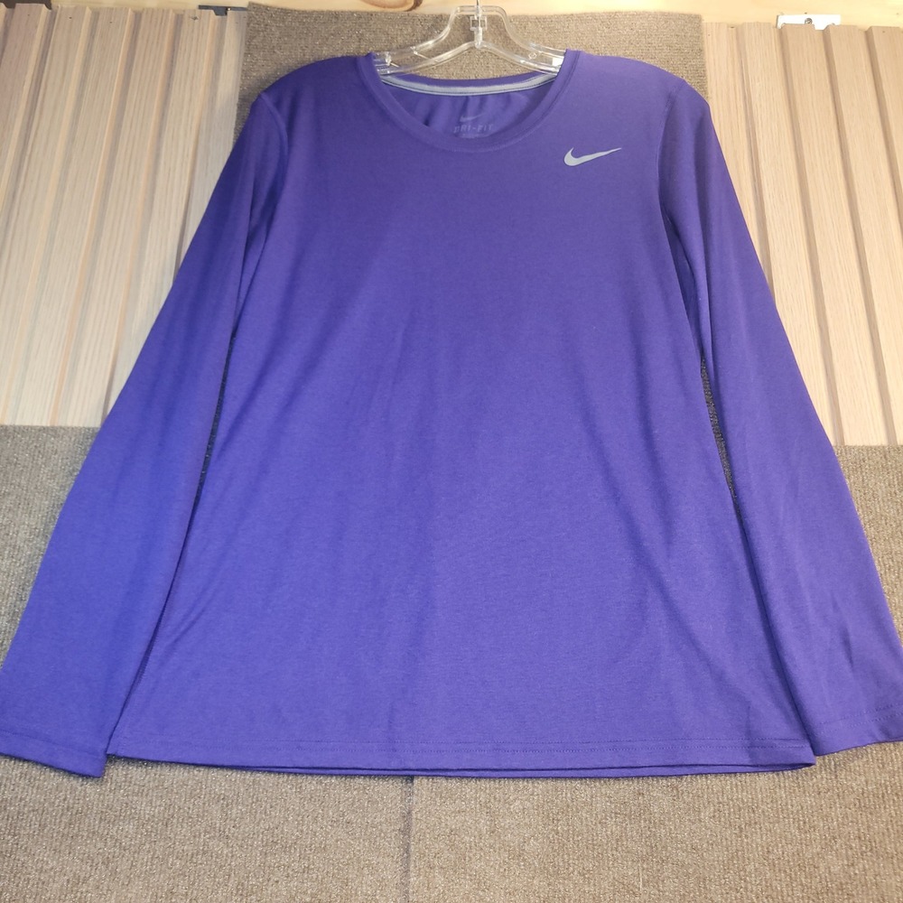 Nike Dri-FIT Shirt Women Medium Purple Good Long Sleeve Activewear Top